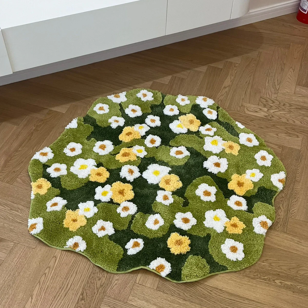 Daisy Tufting Moss Bathroom Mat - Image 2