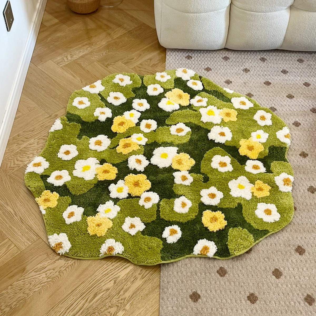 Daisy Tufting Moss Bathroom Mat - Image 3