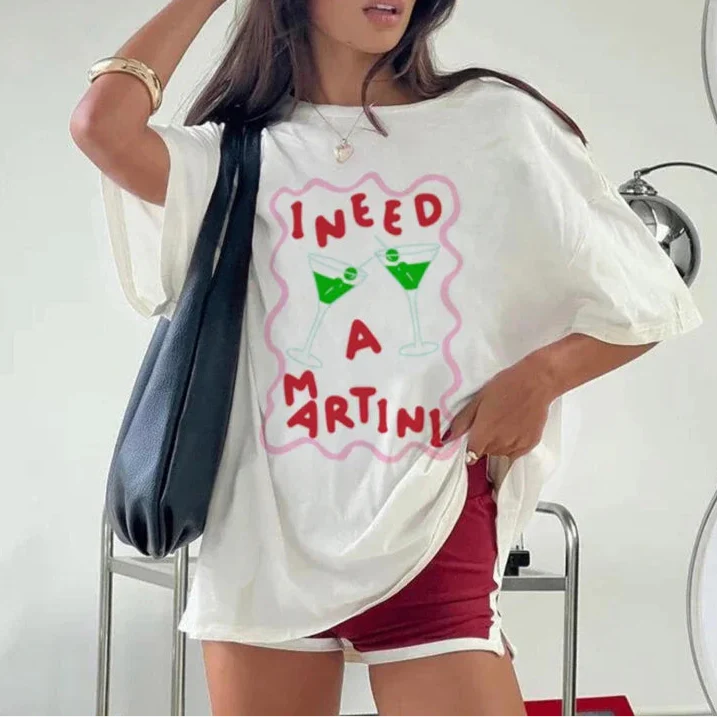 E-Girl Grunge Streetwear Cocktail Graphic Tee - Image 2