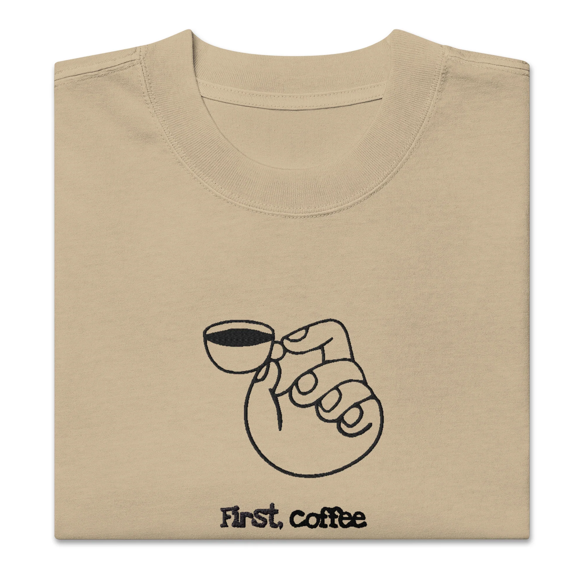 First, Coffee Oversized faded t-shirt - Image 5