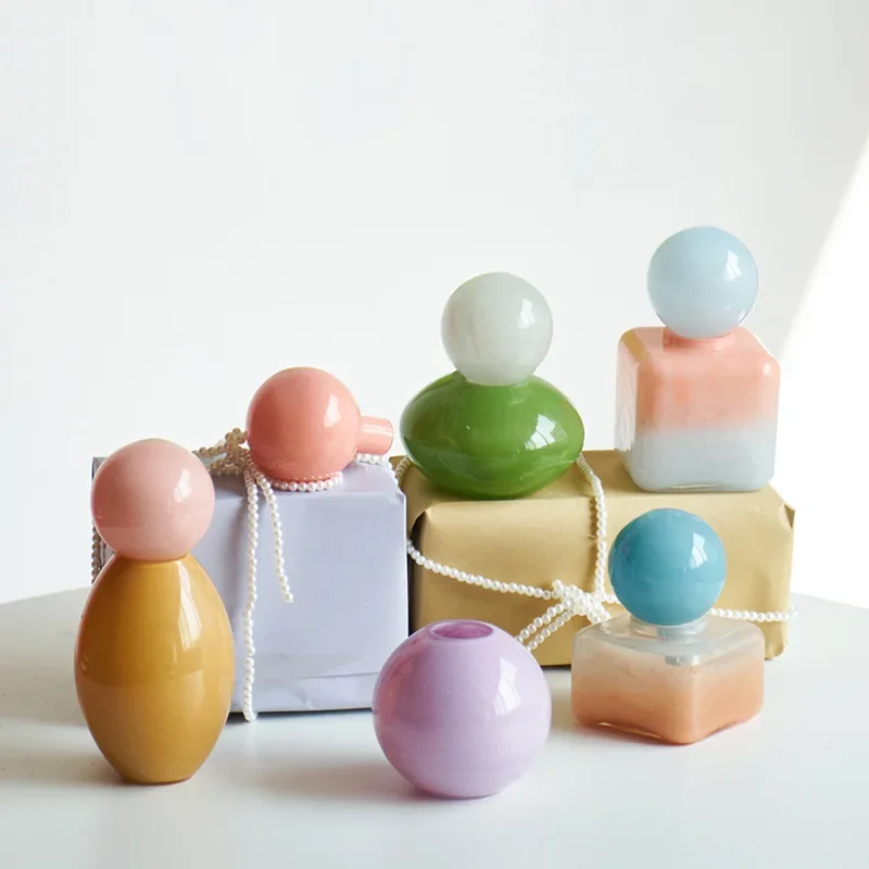 Geometric Sphere Glass Vase with Lid