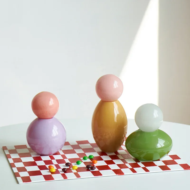 Geometric Sphere Glass Vase with Lid - Image 3