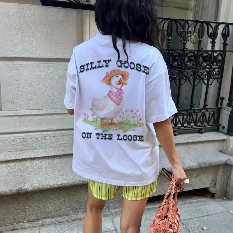Goose Fairytale Graphic T-Shirt – Cute Storybook Tee - Image 2