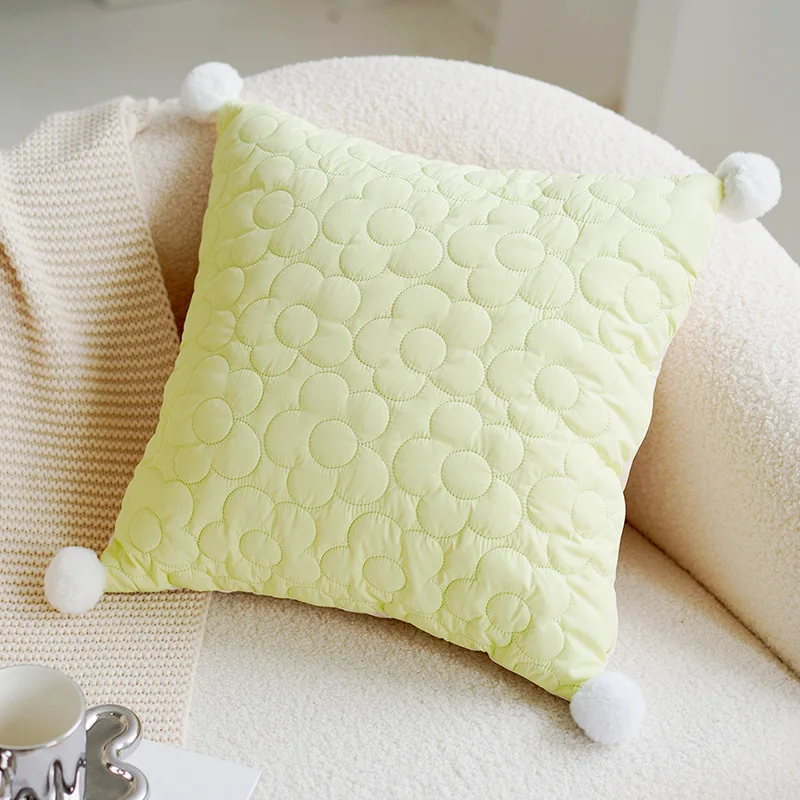 Green & Pink Tulip Embroidered Pillow Cover - Image 13
