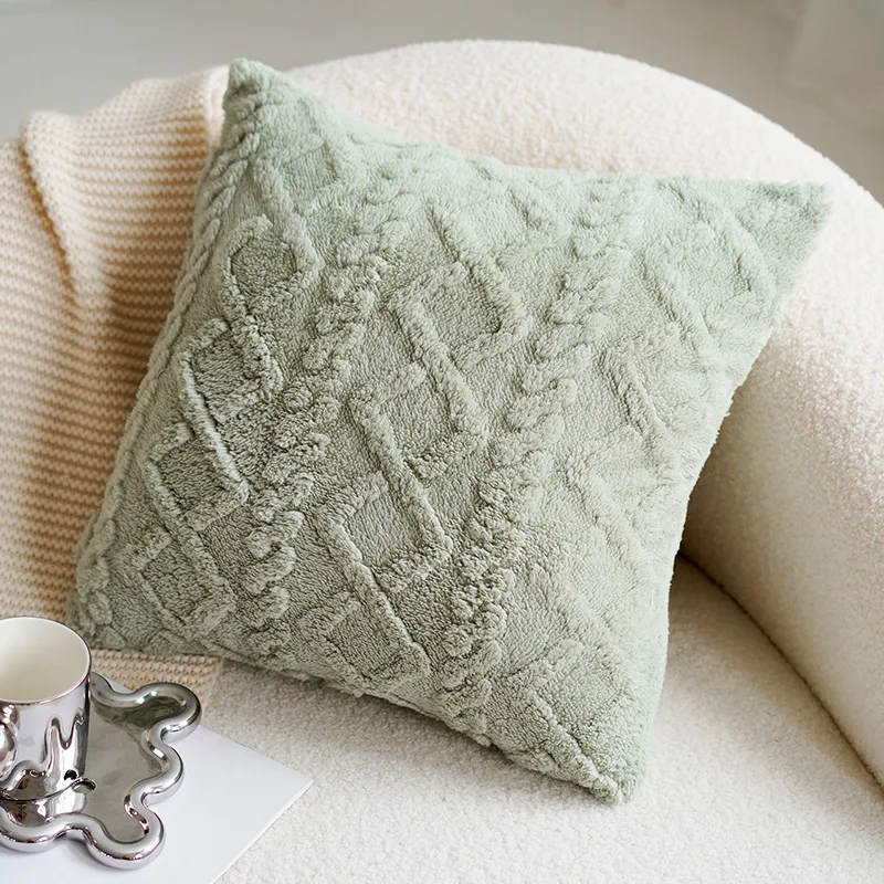 Green & Pink Tulip Embroidered Pillow Cover - Image 9