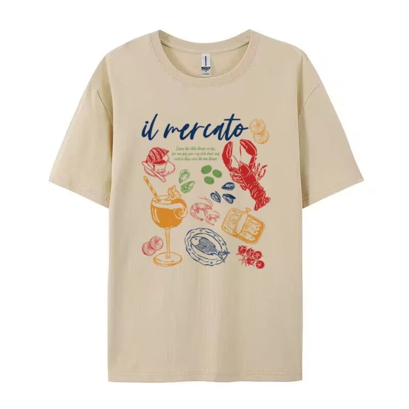 Il Mercato Italian Market T-Shirt – Retro Italian Foodie Graphic Tee - Image 2