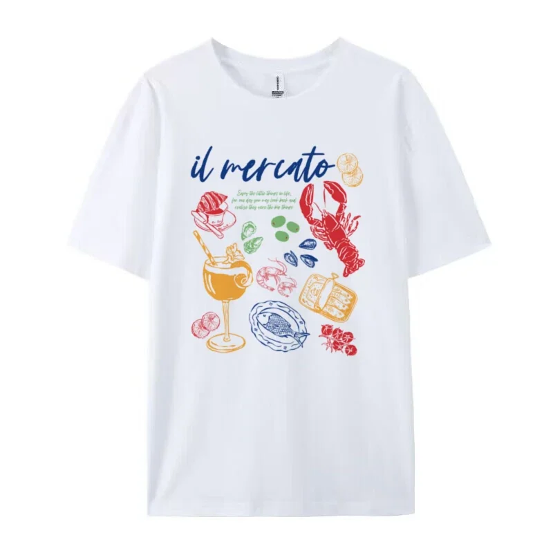 Il Mercato Italian Market T-Shirt – Retro Italian Foodie Graphic Tee - Image 4