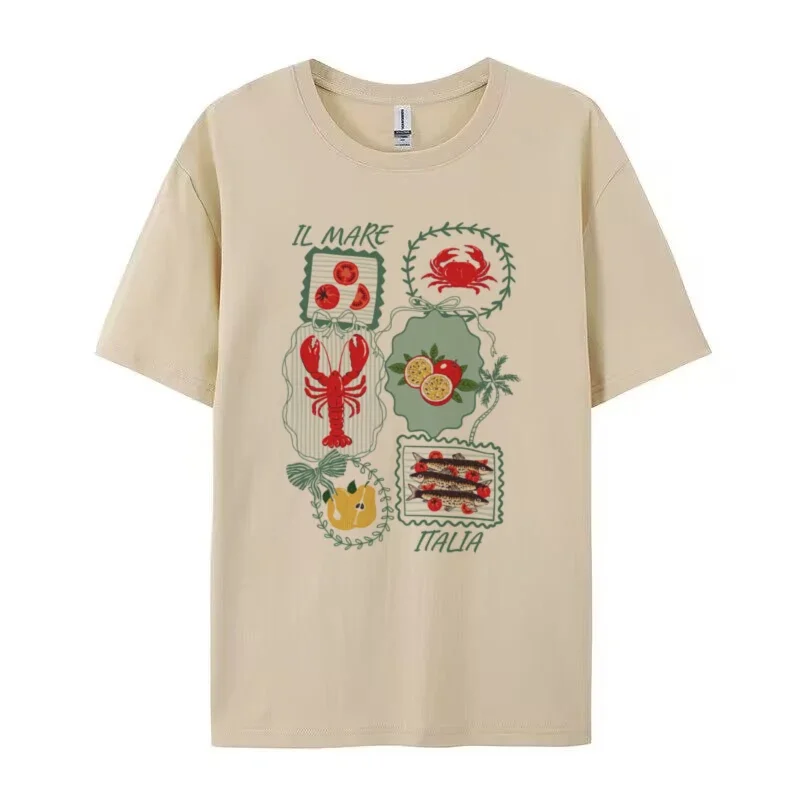 Italy Stamp T-Shirt – Retro Italian Food Graphic Tee - Image 2