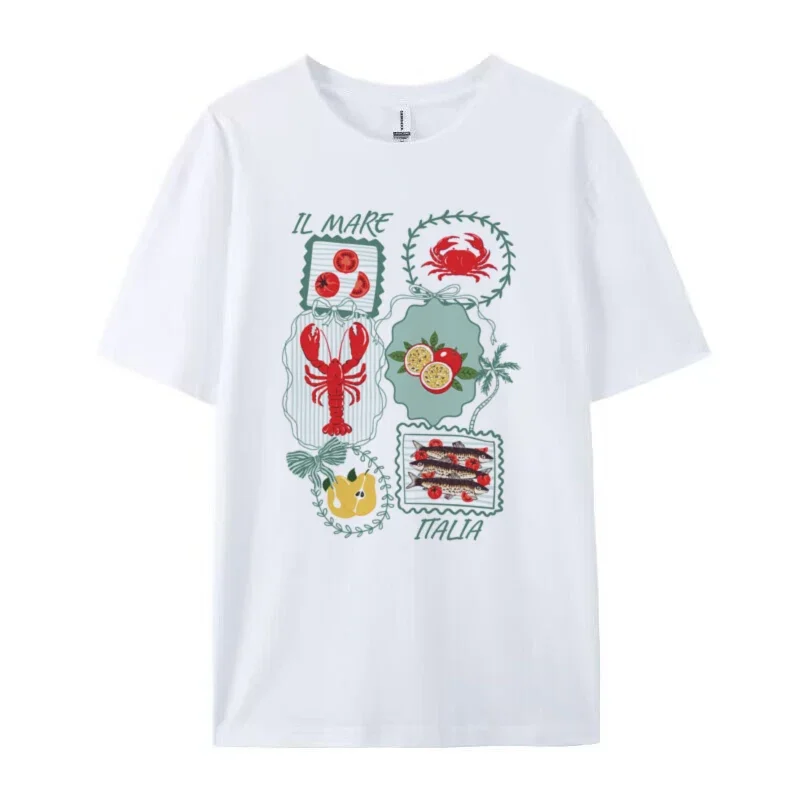 Italy Stamp T-Shirt – Retro Italian Food Graphic Tee - Image 3