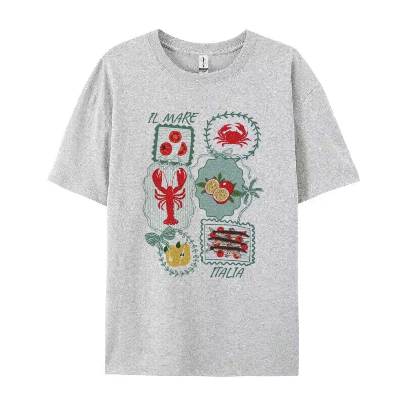 Italy Stamp T-Shirt – Retro Italian Food Graphic Tee - Image 4