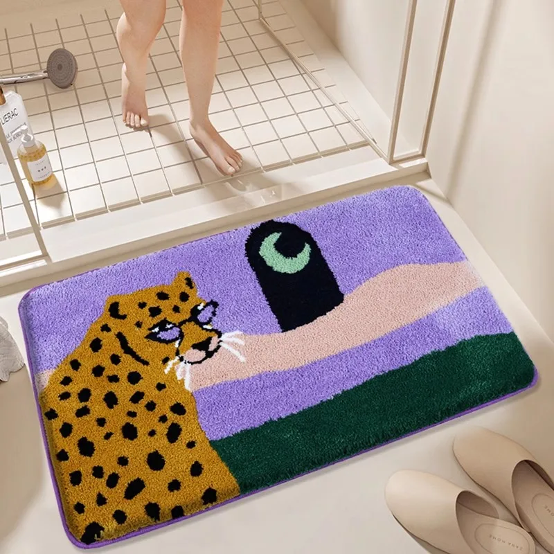 Leopard Under the Moon Colourful Bath Mat - Image 2