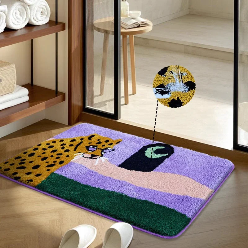 Leopard Under the Moon Colourful Bath Mat - Image 3
