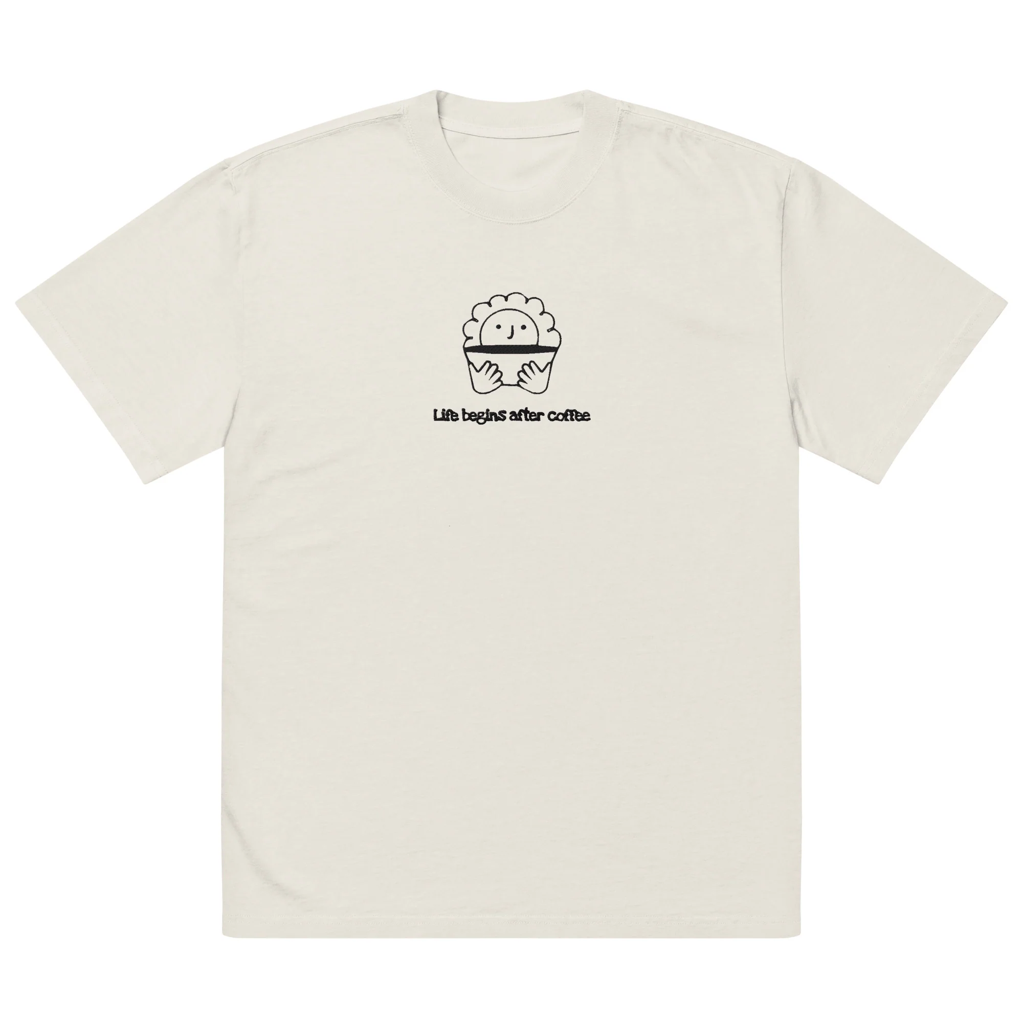Life begins after coffee Oversized faded t-shirt - Image 2