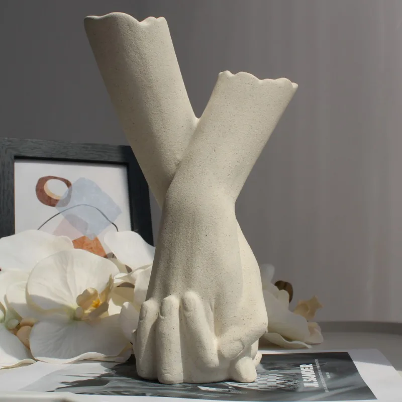 Lovers' Hands Ceramic Vase - Image 2
