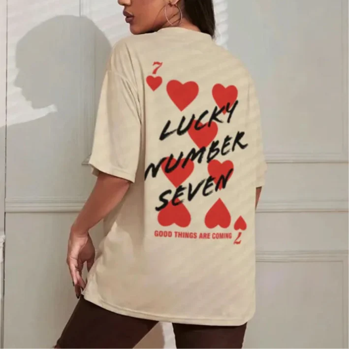 Lucky Number Seven T-Shirt – Poker Card Graphic Tee - Image 2