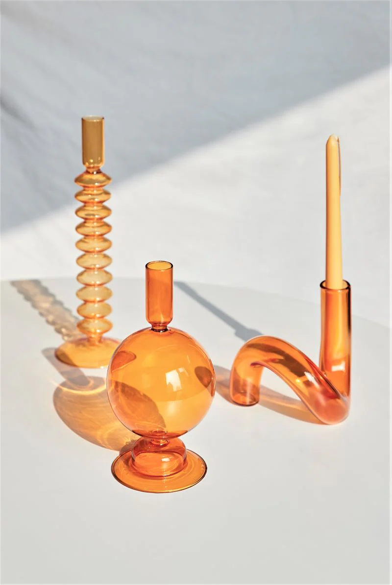 Modern Glass Candleholder-Orange - Image 10