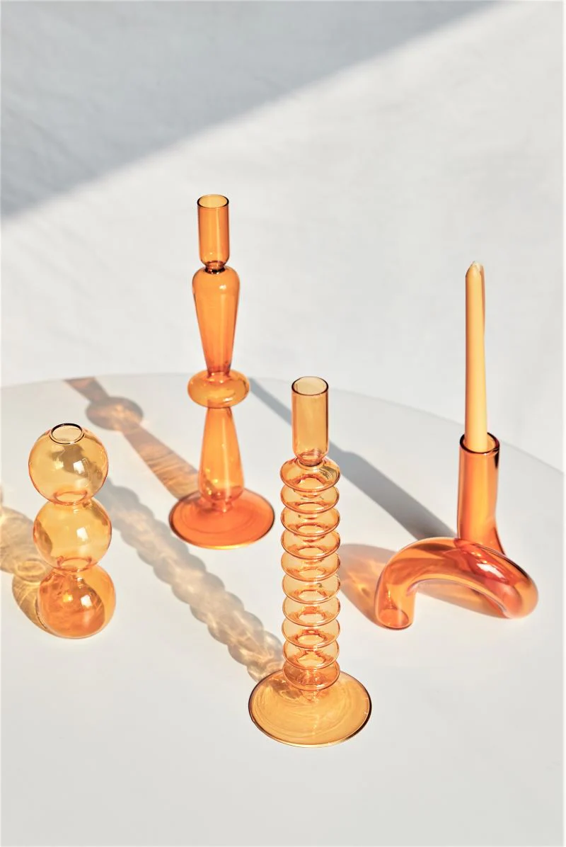 Modern Glass Candleholder-Orange - Image 11