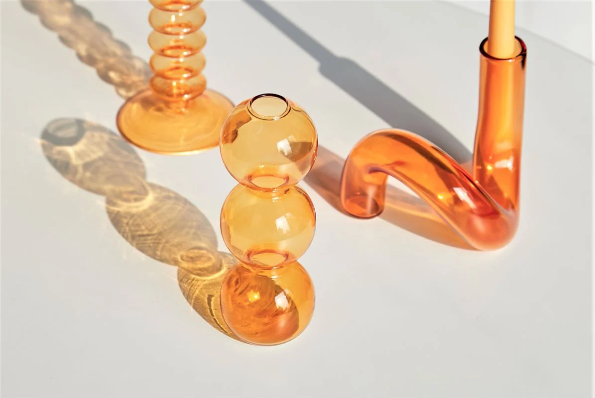 Modern Glass Candleholder-Orange - Image 12