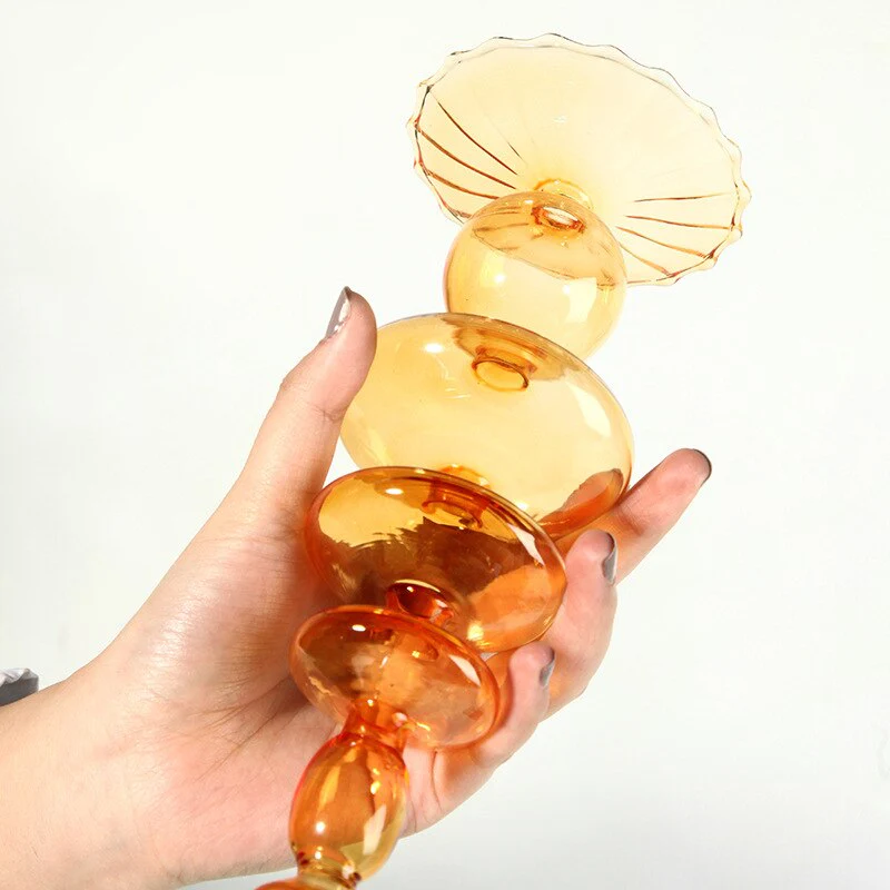 Modern Glass Candleholder-Orange - Image 13