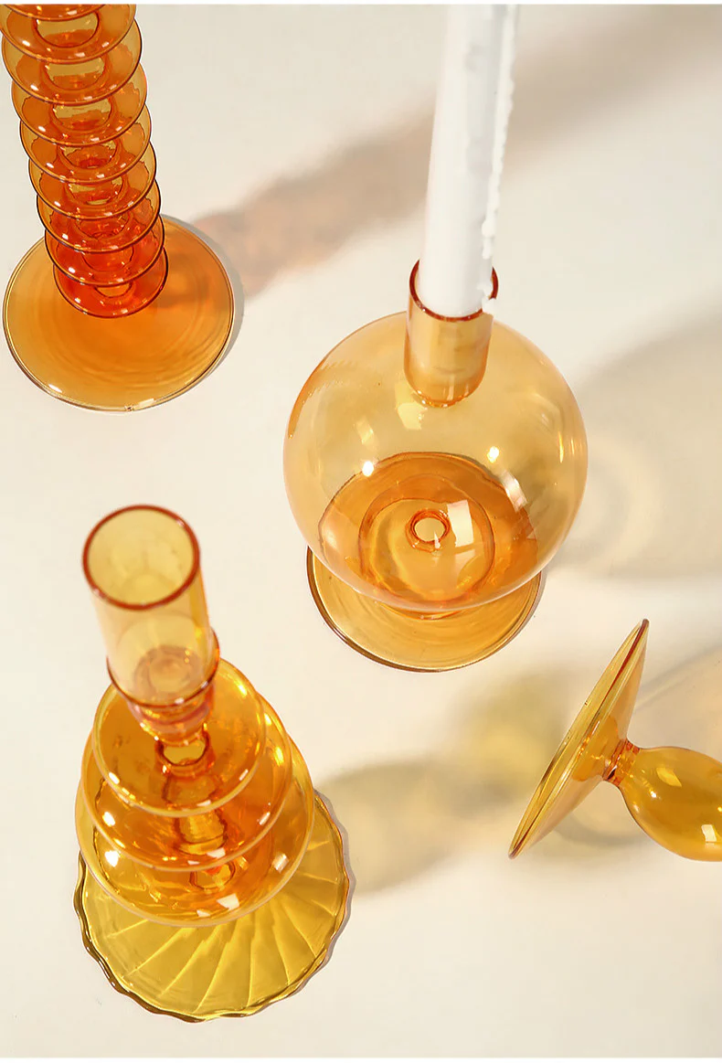 Modern Glass Candleholder-Orange - Image 14