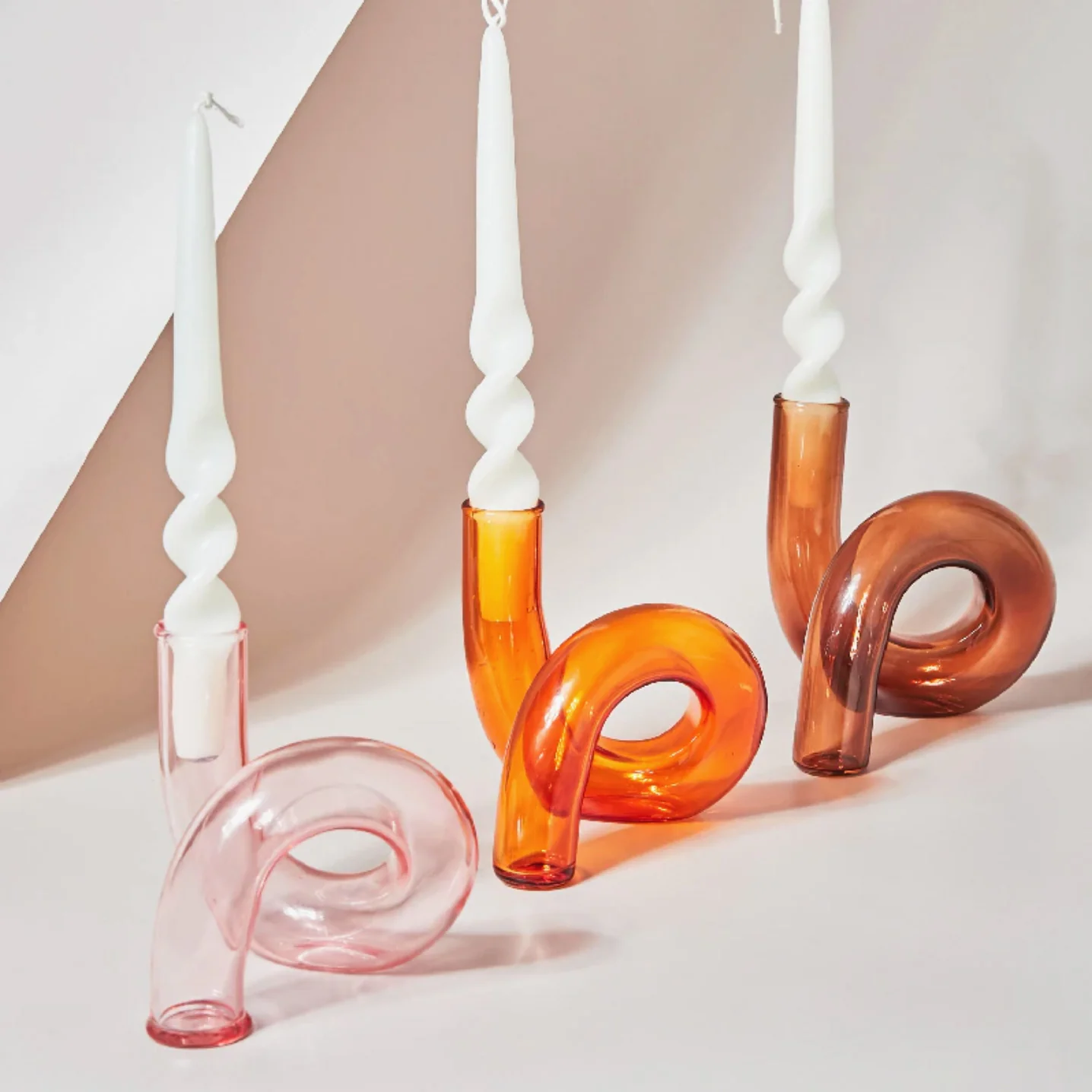 Modern Glass Candleholder-Orange - Image 5