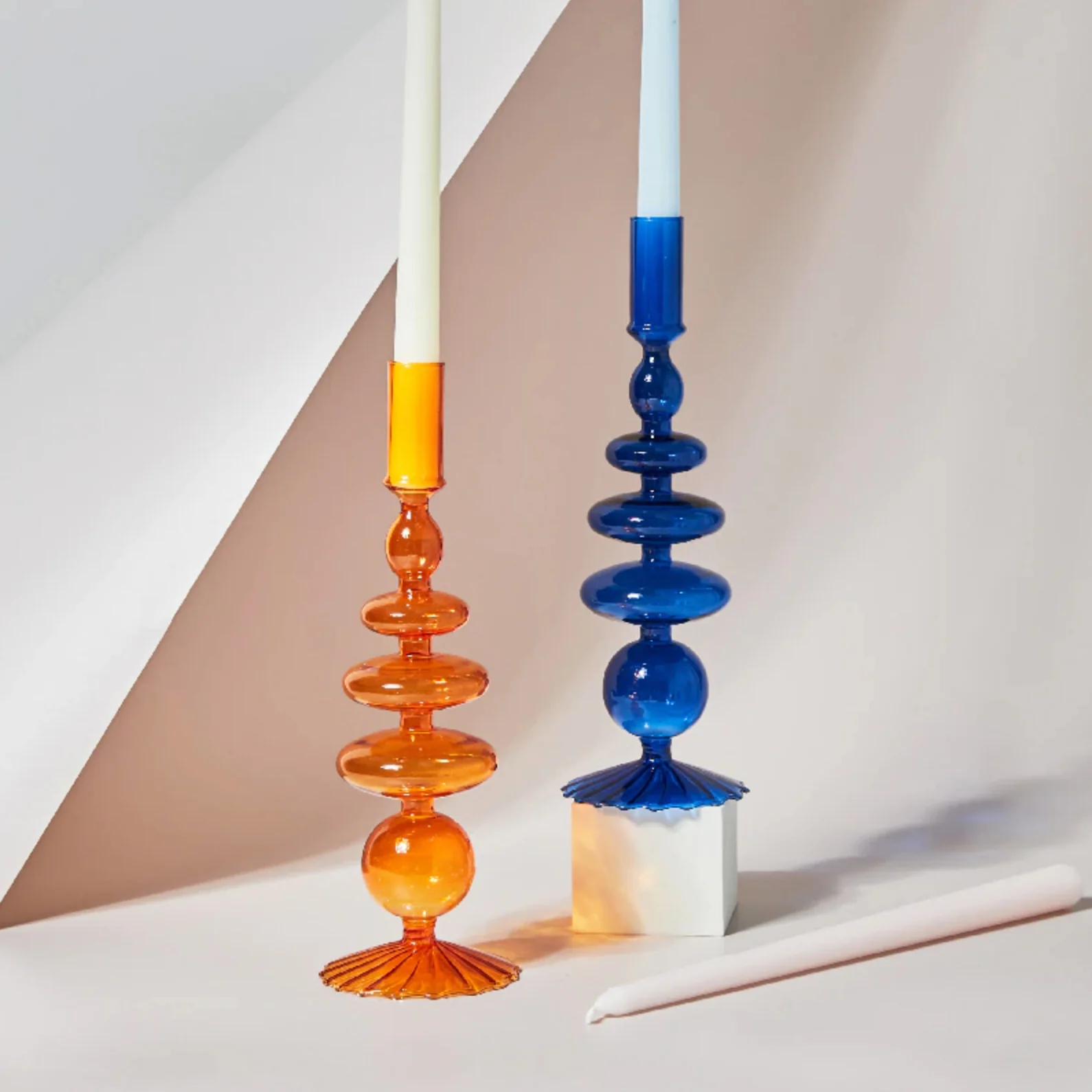 Modern Glass Candleholder-Orange - Image 6