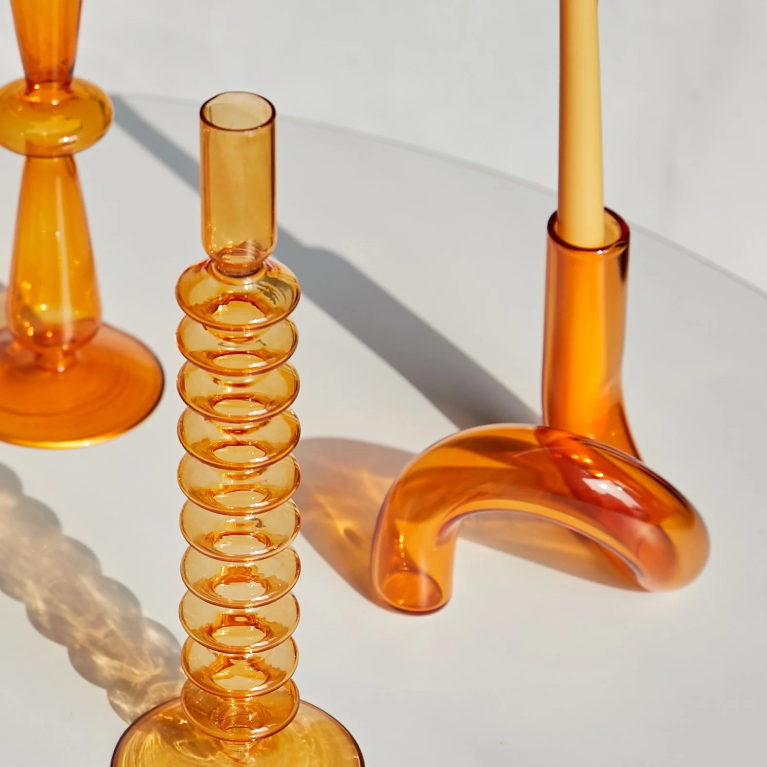 Modern Glass Candleholder-Orange - Image 8