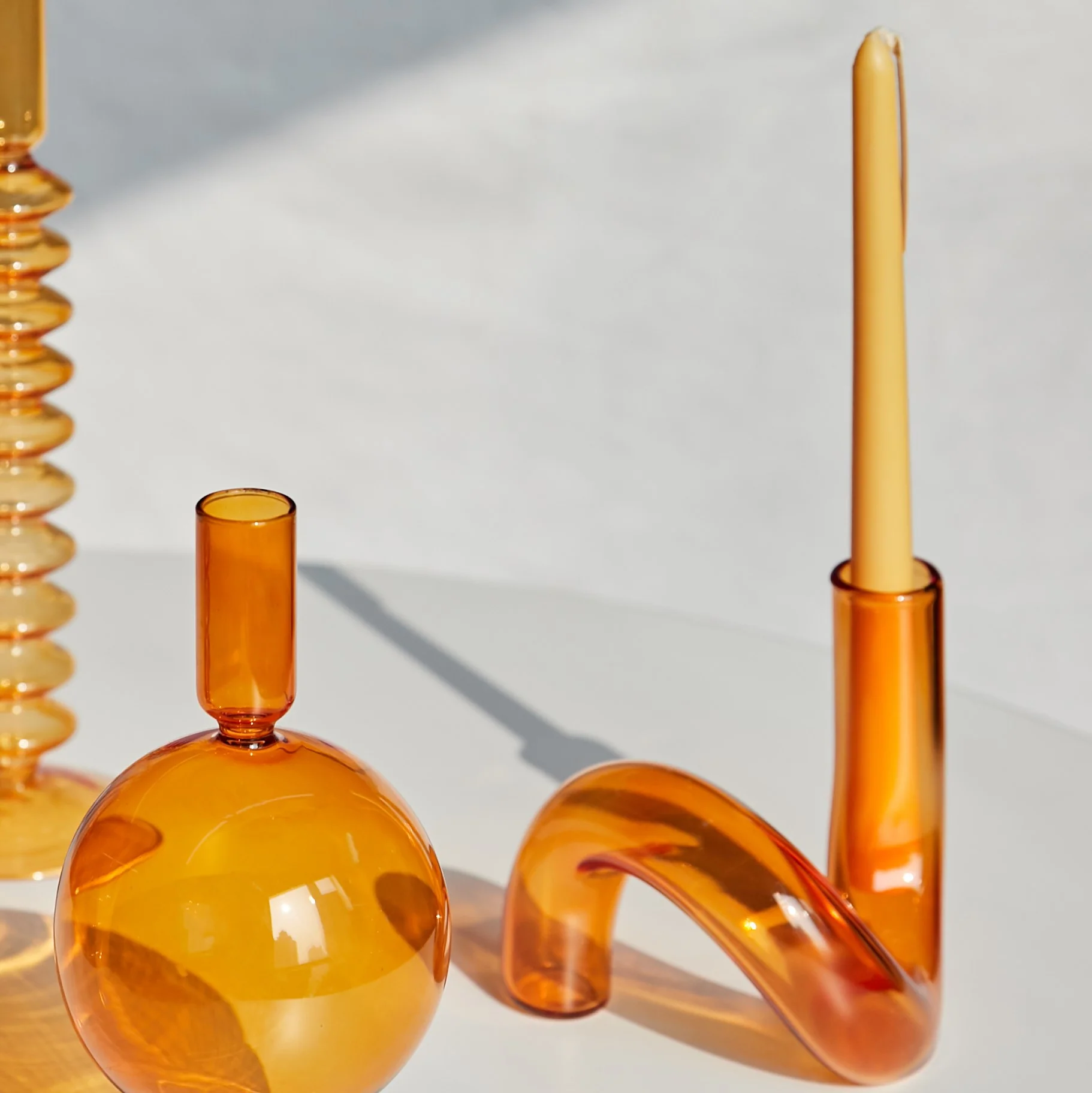 Modern Glass Candleholder-Orange - Image 9