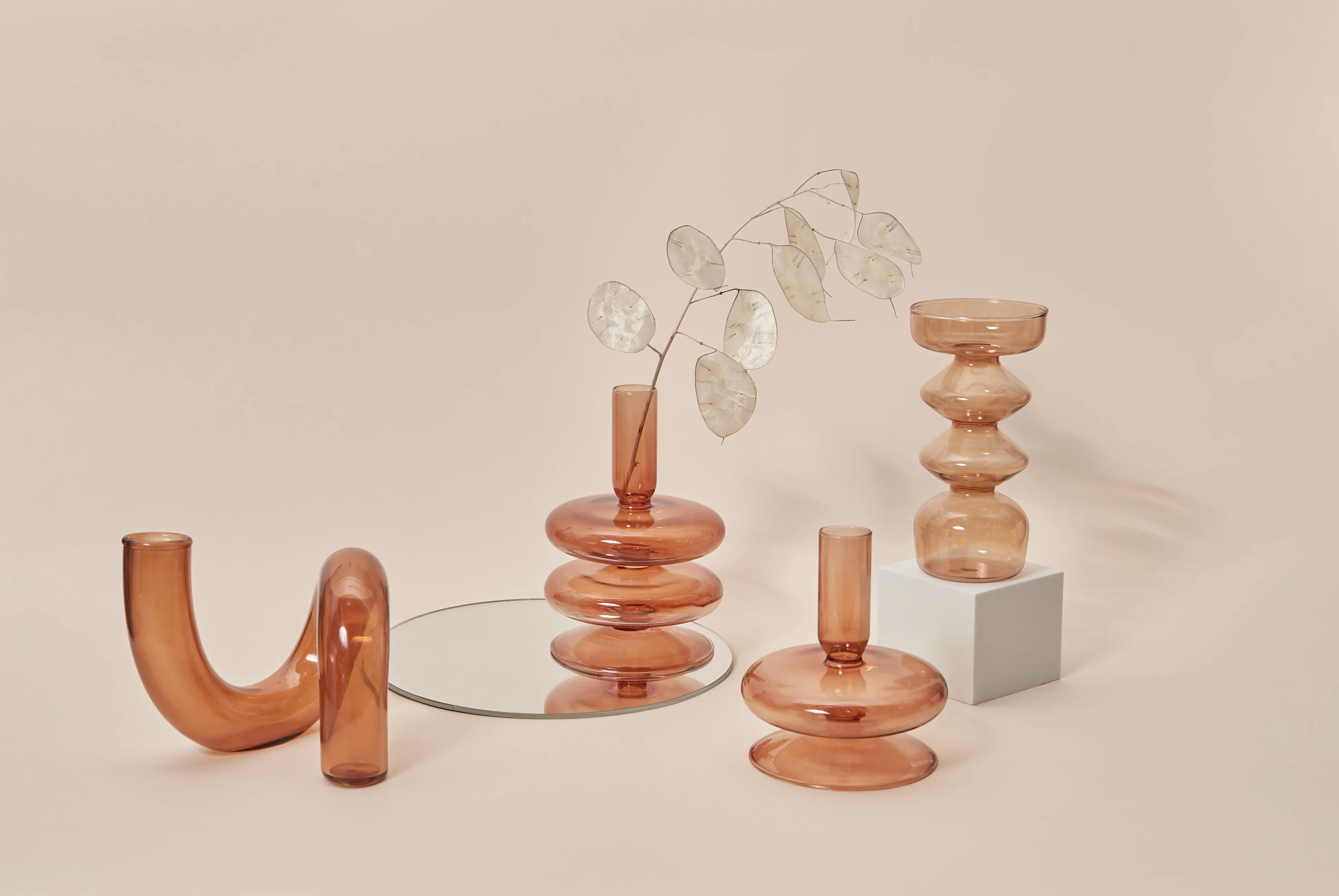 Modern Glass Candleholder-Brown - Image 12