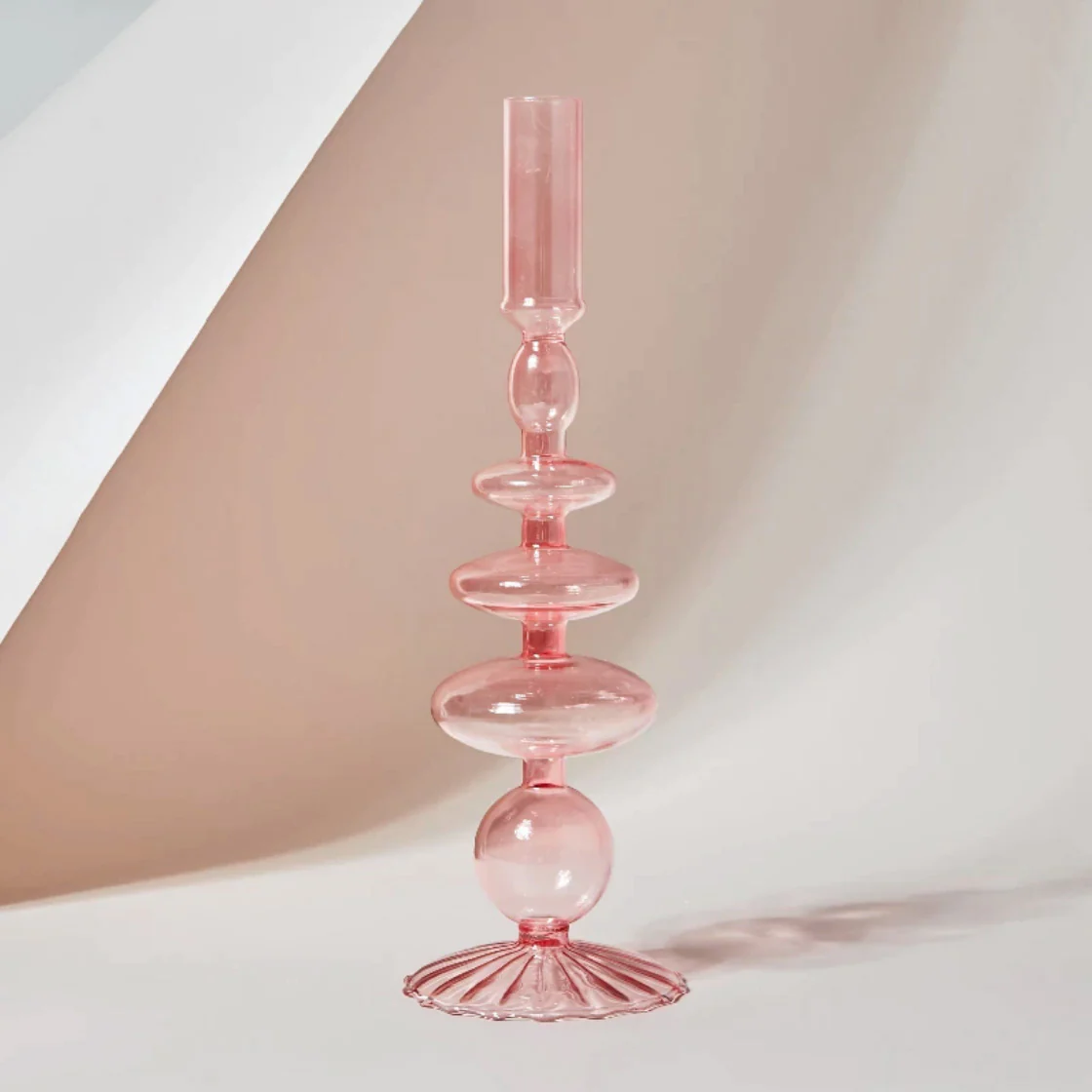 Modern Glass Candleholder-Baby Pink - Image 10