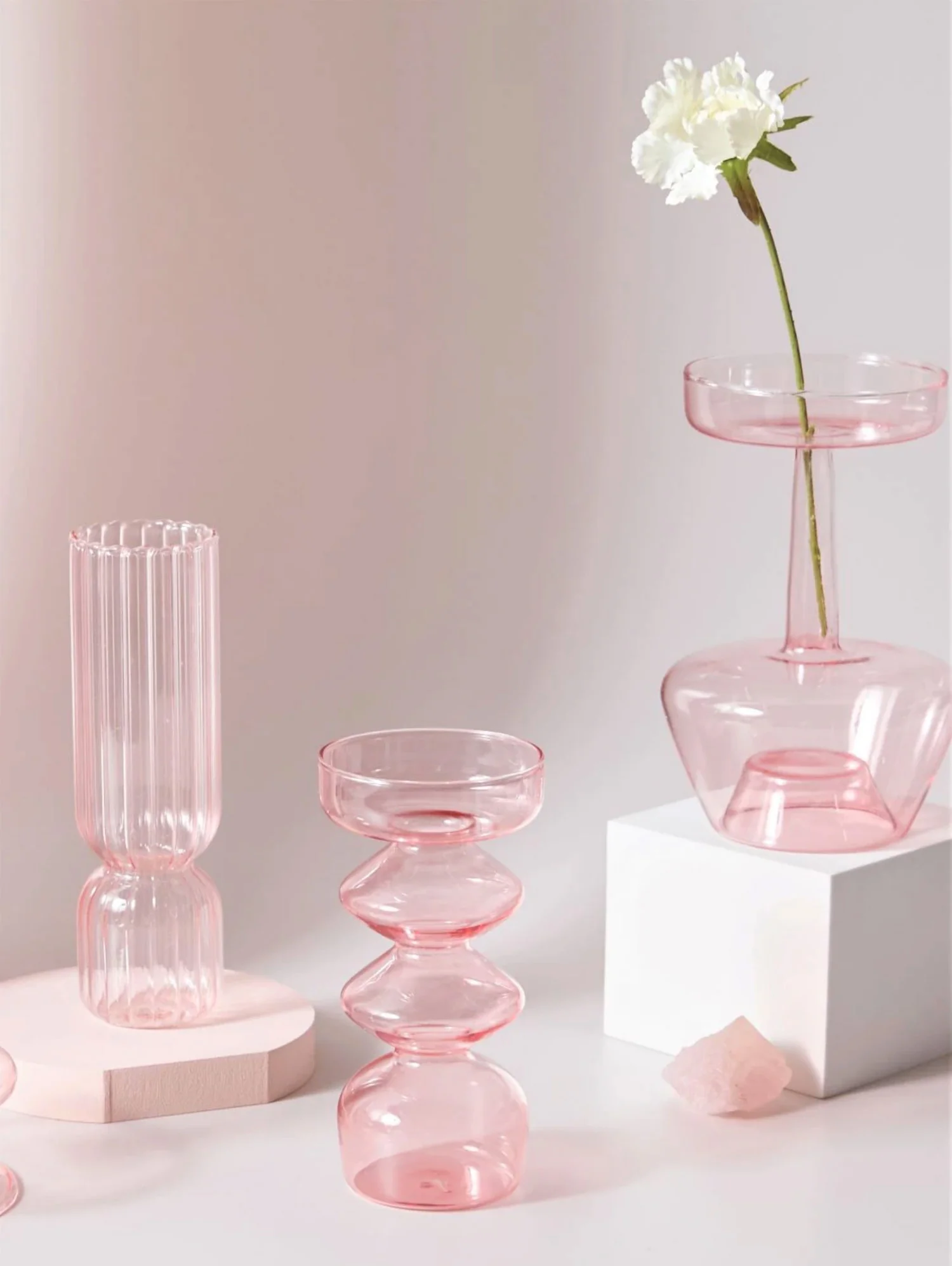 Modern Glass Candleholder-Baby Pink - Image 7