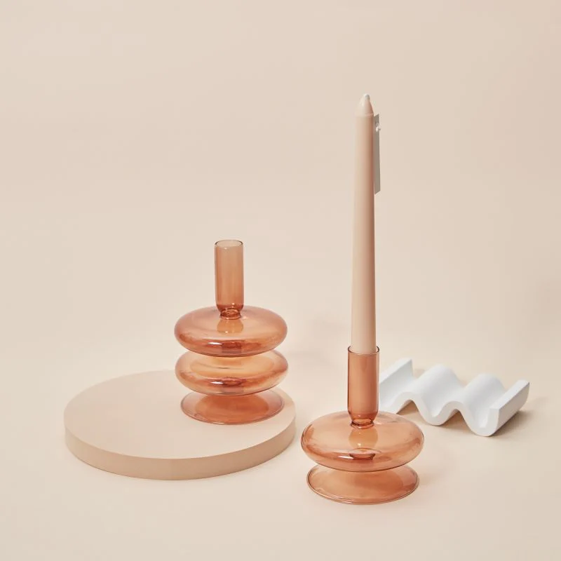 Modern Glass Candleholder-Brown - Image 4