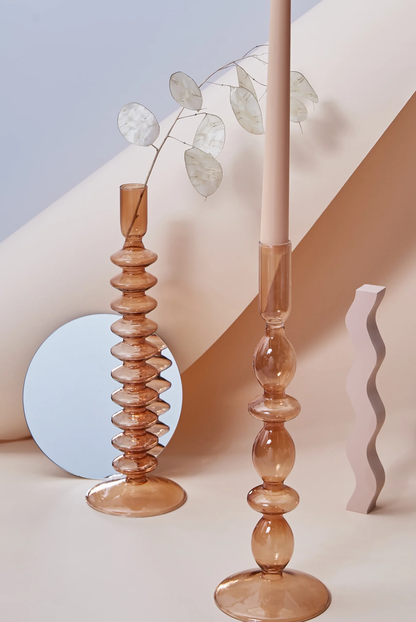 Modern Glass Candleholder-Brown - Image 5