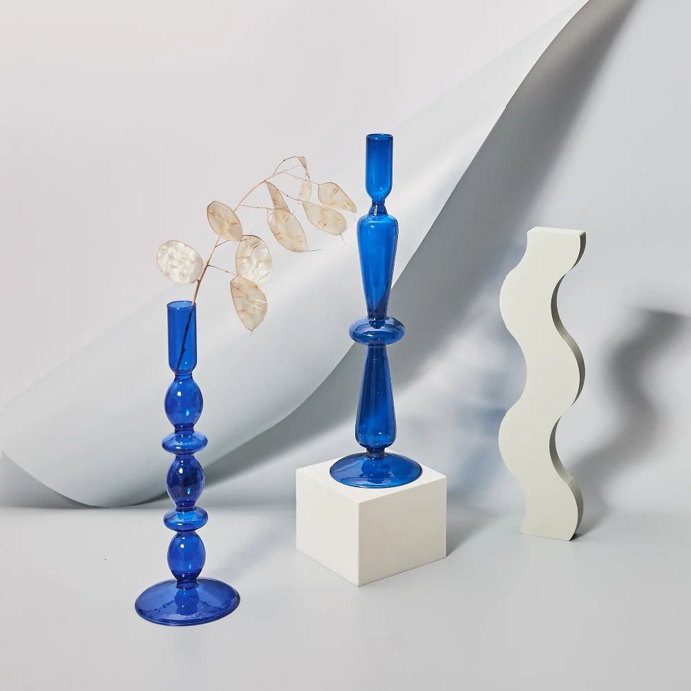 Modern Glass Candleholder-Blue - Image 7