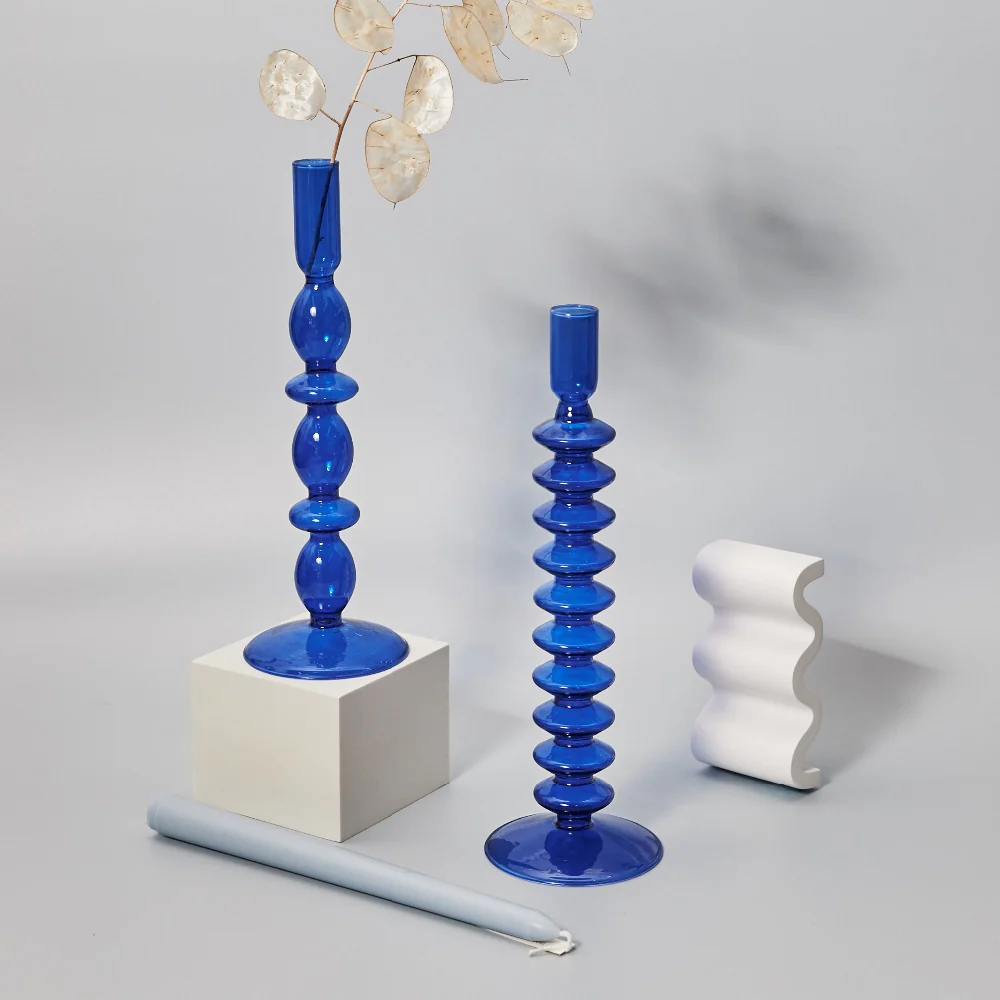 Modern Glass Candleholder-Blue - Image 9