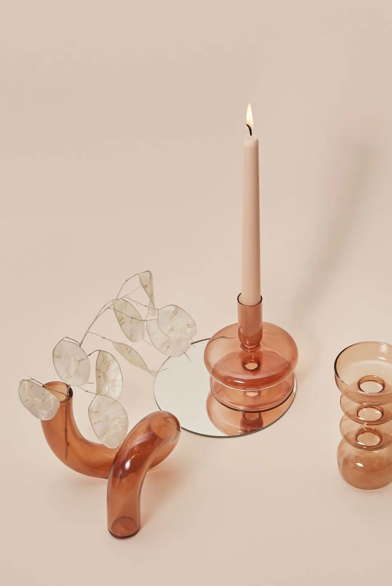 Modern Glass Candleholder-Brown - Image 6
