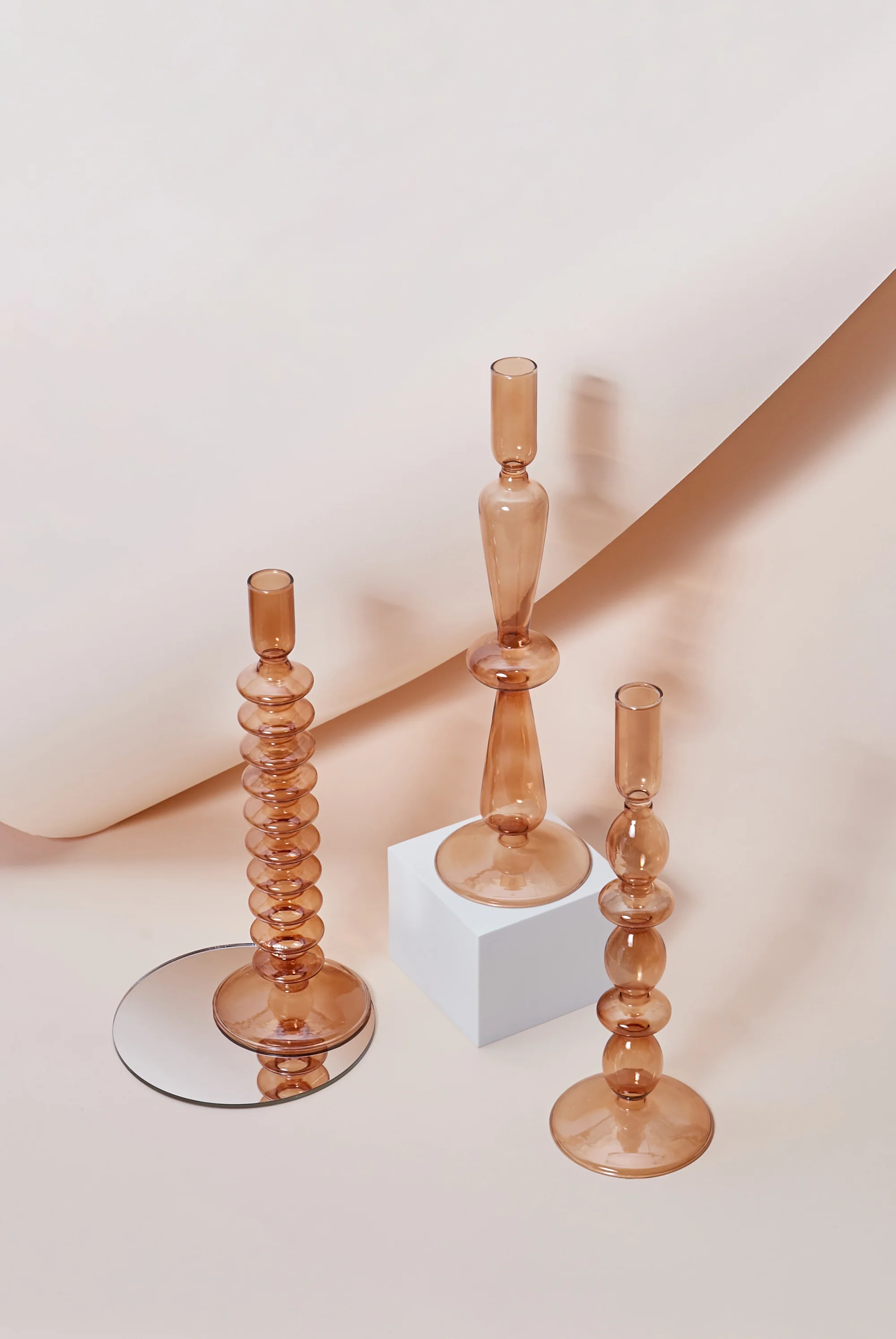 Modern Glass Candleholder-Brown - Image 7