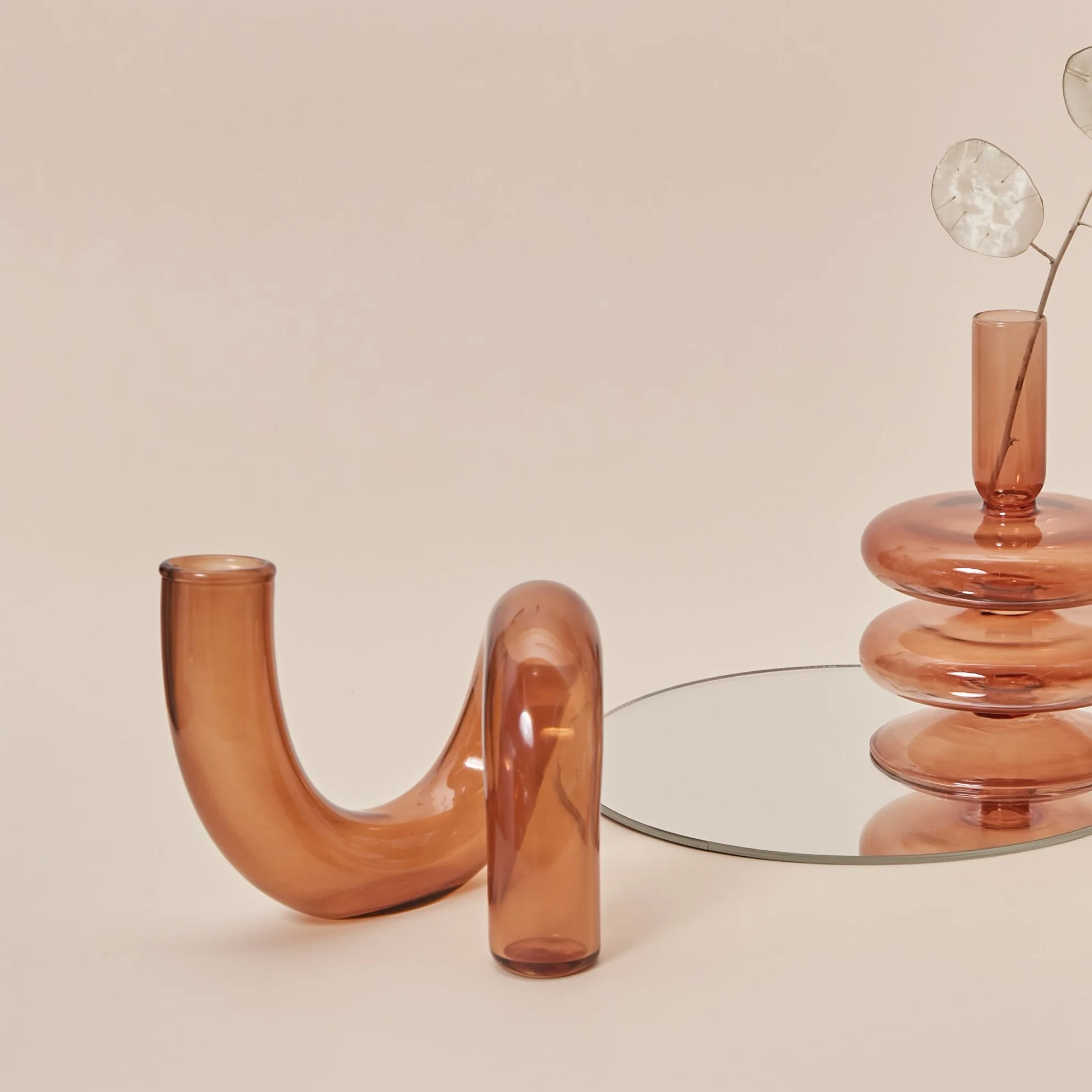 Modern Glass Candleholder-Brown - Image 9