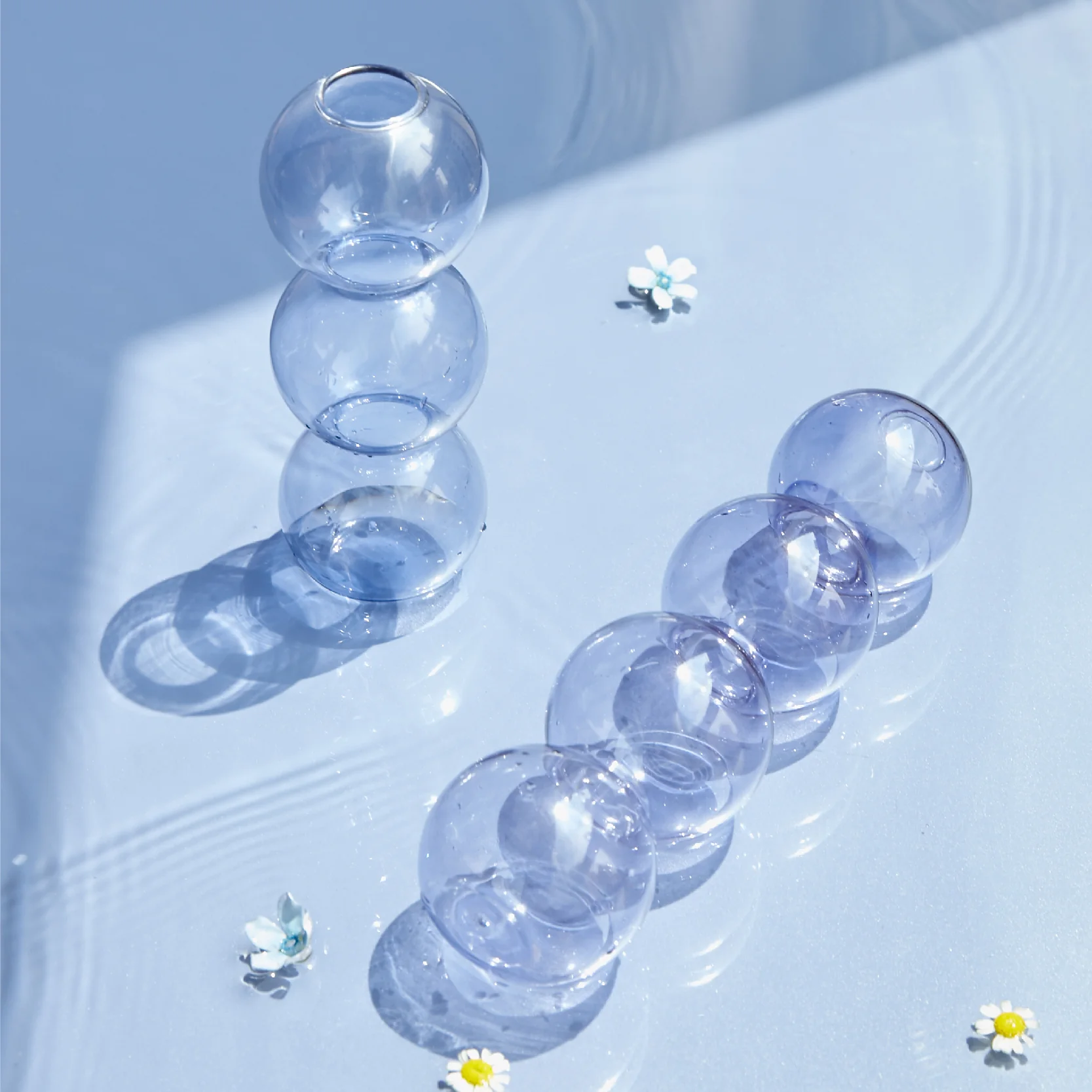 Modern Glass Candleholder-Ocean Blue - Image 9