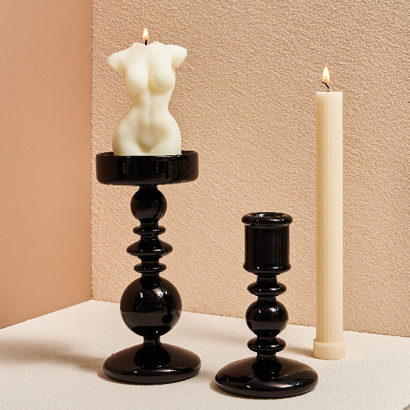 Modern Glass Candleholders - Transparent - Image 3