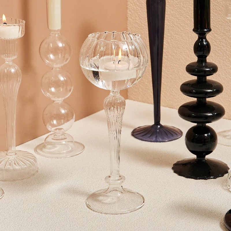 Modern Glass Candleholders - Transparent - Image 4