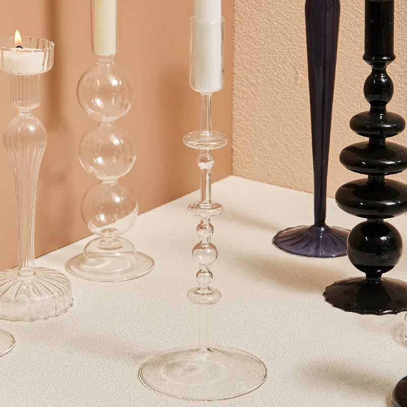 Modern Glass Candleholders - Transparent - Image 6
