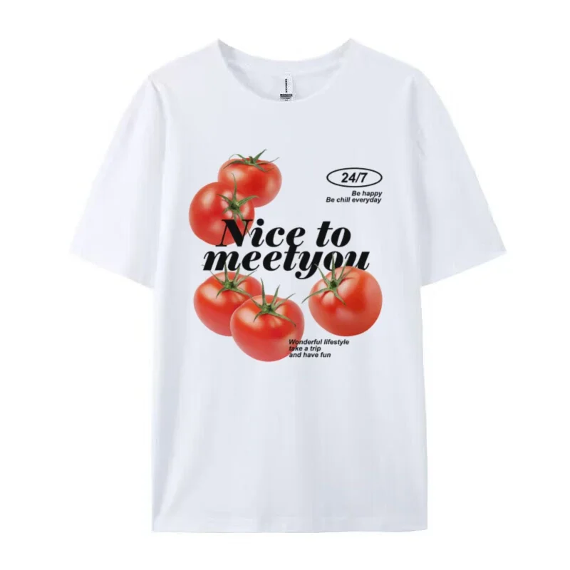 Nice to Meet You Tomato T-Shirt – Cute Tomato Print Graphic Tee - Image 2
