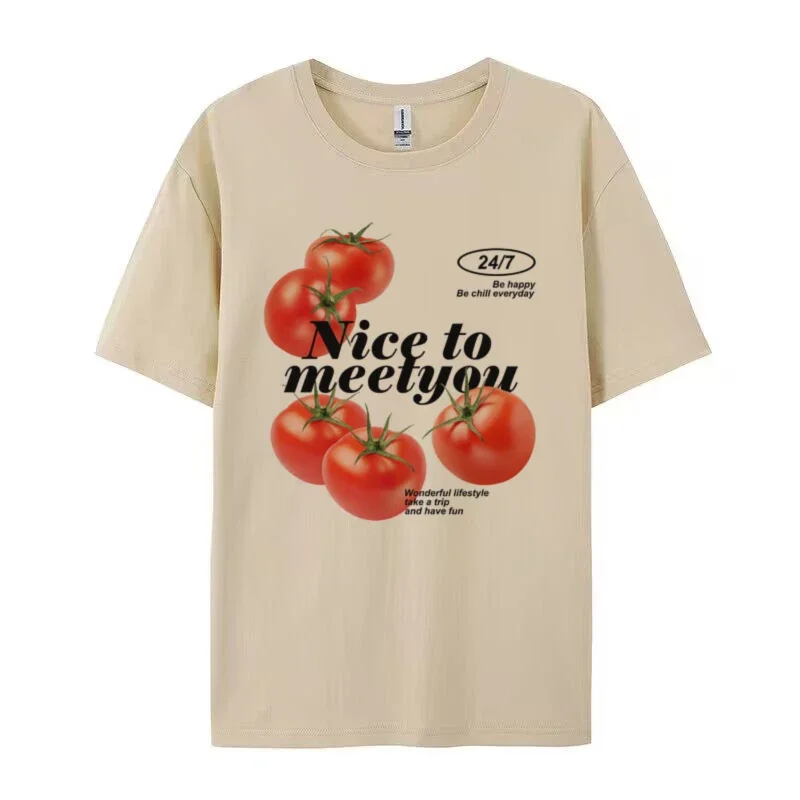 Nice to Meet You Tomato T-Shirt – Cute Tomato Print Graphic Tee - Image 4