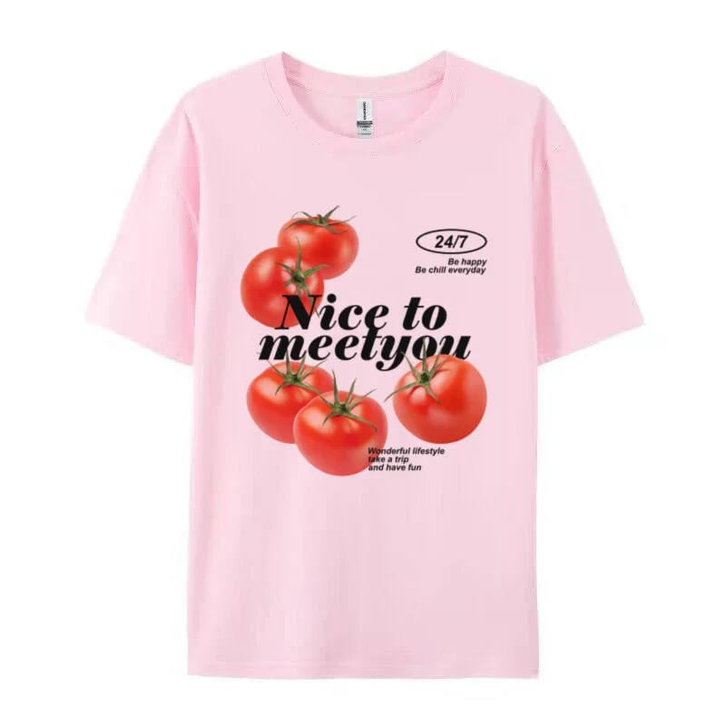 Nice to Meet You Tomato T-Shirt – Cute Tomato Print Graphic Tee - Image 5