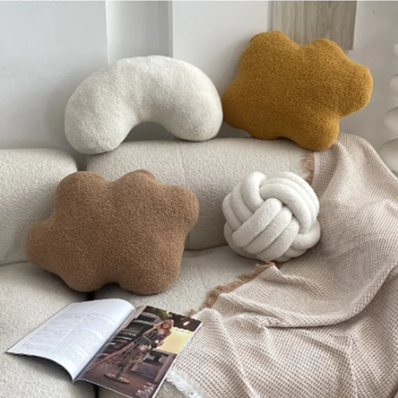 Nordic Bouclé Abstract Cushion – Minimalist Plush Pillow - Image 2