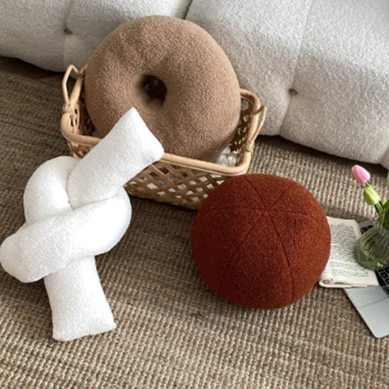 Nordic Bouclé Abstract Cushion – Minimalist Plush Pillow - Image 3