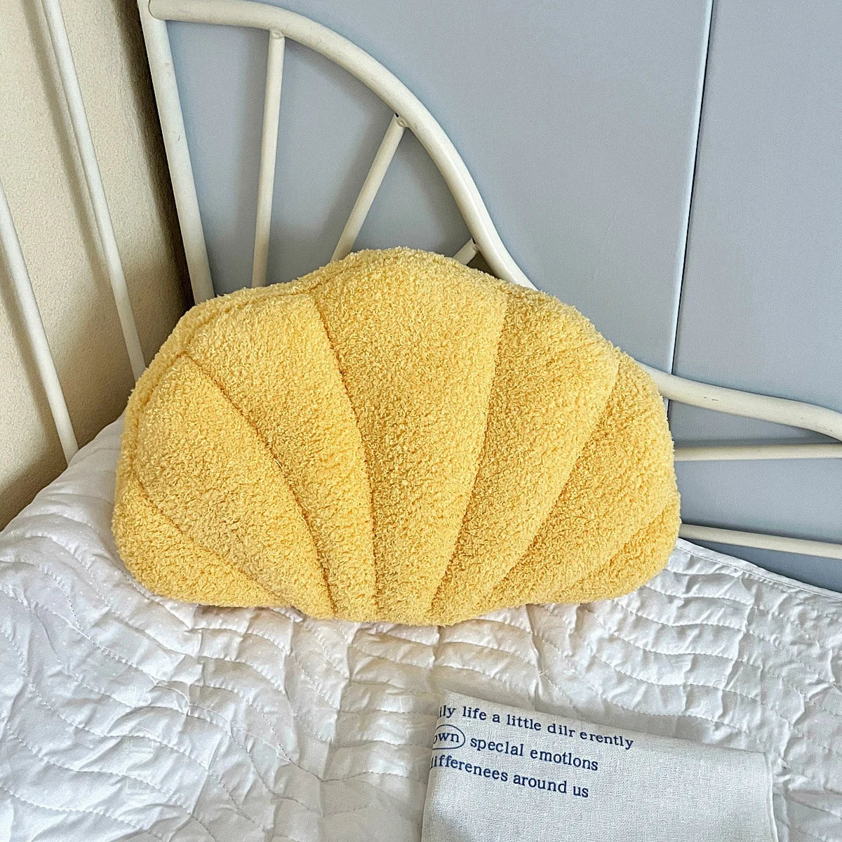 Pastel Shell Cushion – Fluffy Bouclé Plush Pillow - Image 11