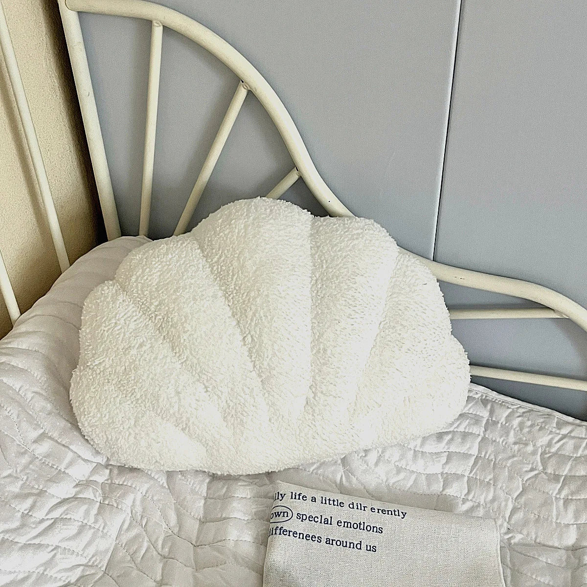 Pastel Shell Cushion – Fluffy Bouclé Plush Pillow - Image 12