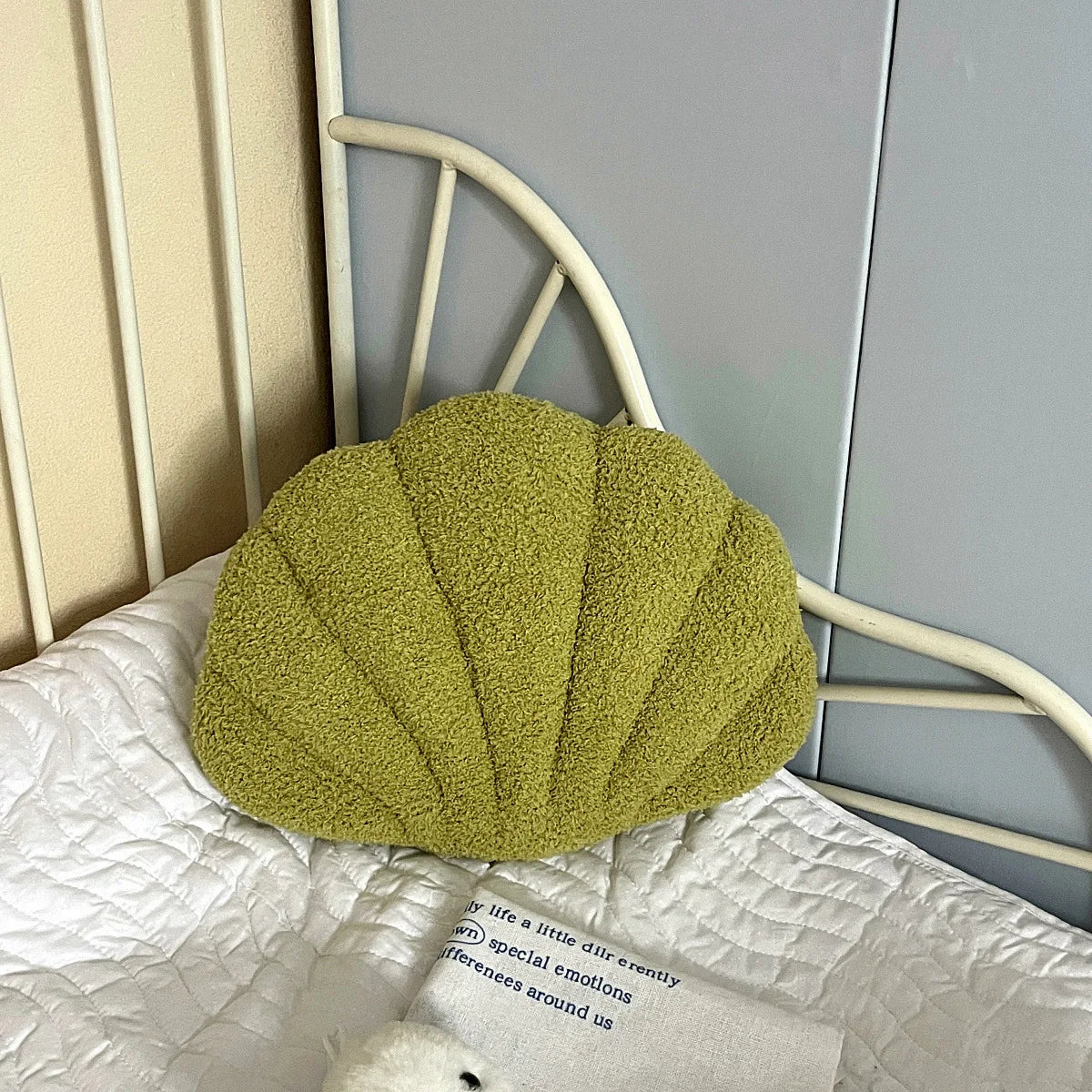 Pastel Shell Cushion – Fluffy Bouclé Plush Pillow - Image 13